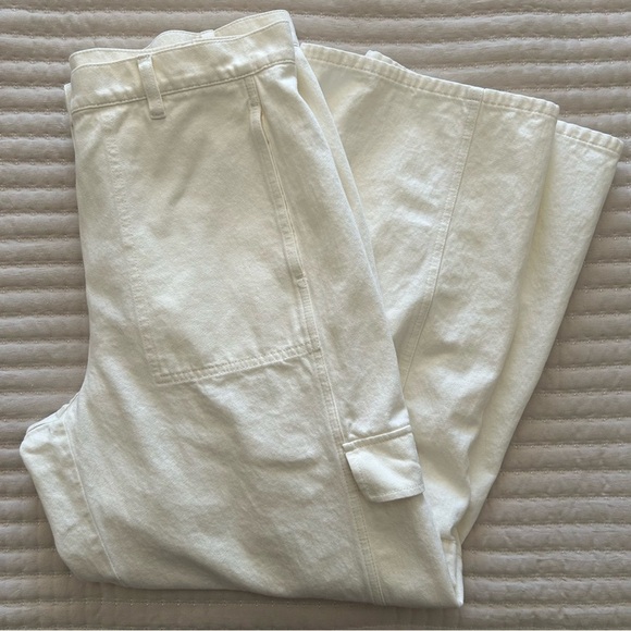 Eileen Fisher Women’s Organic Cotton High Rise Utility Cargo Jeans White, Large - Picture 8 of 10